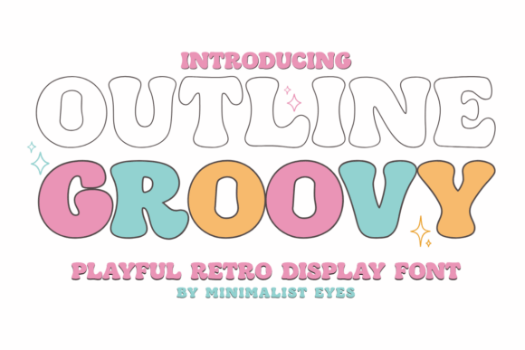 Outline Groovy Font for Retro Craft Designs